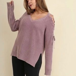 Umgee Mauve Mineral Washed Sweater NEW